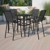 Flash Furniture 5 Piece Glass Bar Patio Table Set with 4 Barstools TLH-073H092H4-B-GG